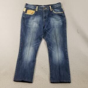 Fried Denim Jeans Mens 38x29 Blue‎ Embroidered Pockets Contrast Stitch BP4080